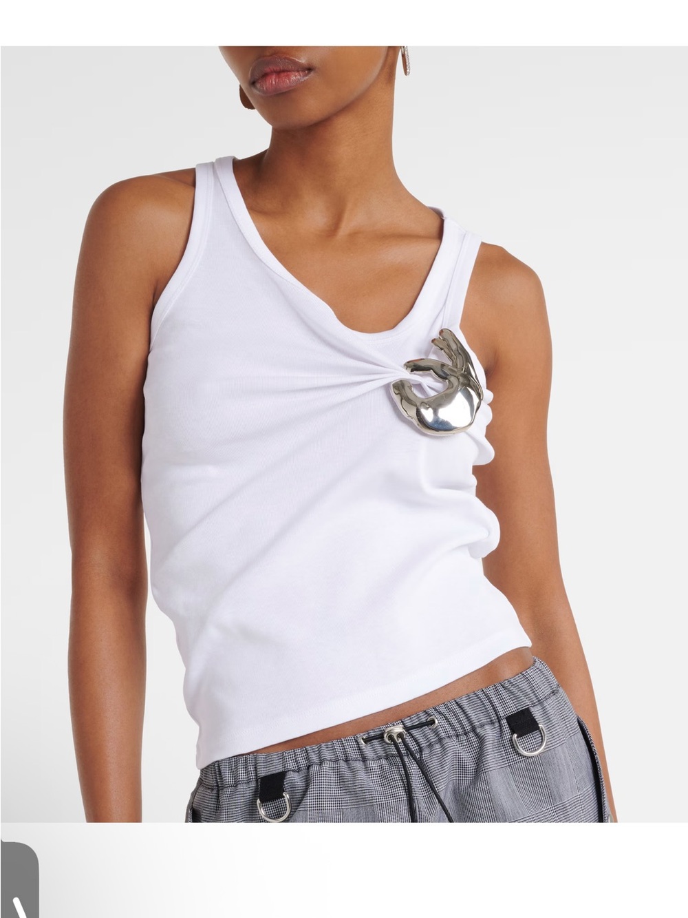 Coperni White Tank Top with Sculptural Silver Ring Detail - Picture 3 of 4